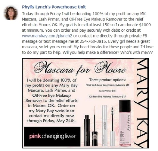 Mary Kay FB Tornado Post 1